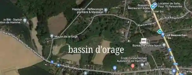 bassin d'orage Hamme-Mille, localisation
